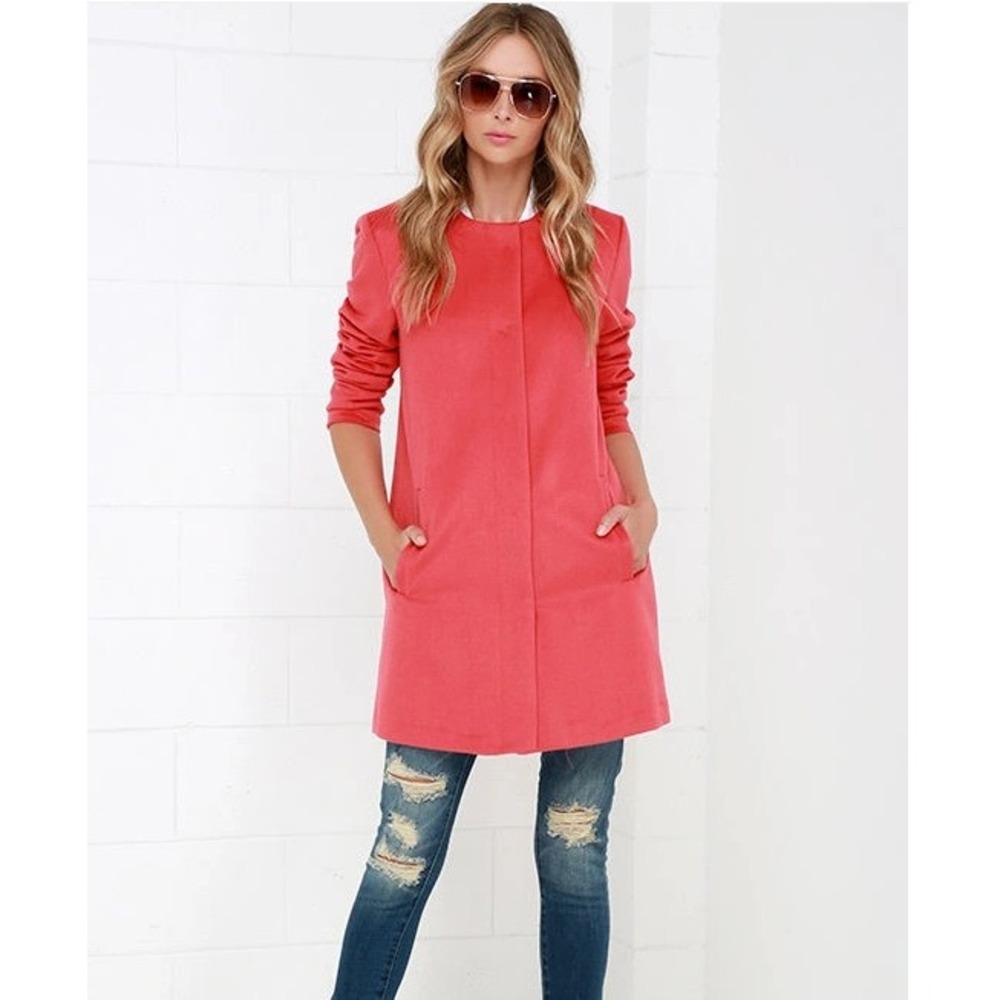 BB Dakota Catina Coral Red Coat Wool Blend Size Medium